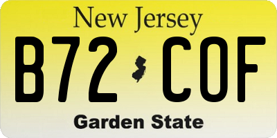 NJ license plate B72COF