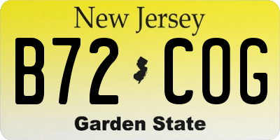 NJ license plate B72COG
