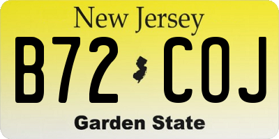 NJ license plate B72COJ