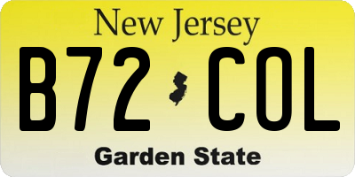 NJ license plate B72COL
