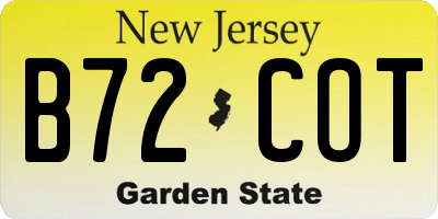 NJ license plate B72COT