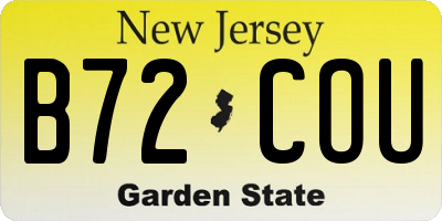NJ license plate B72COU