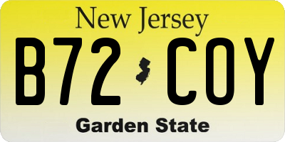 NJ license plate B72COY