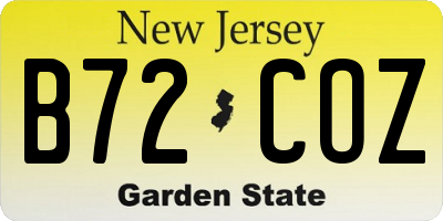 NJ license plate B72COZ