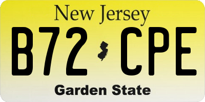 NJ license plate B72CPE