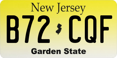 NJ license plate B72CQF