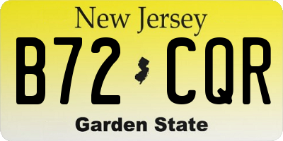 NJ license plate B72CQR