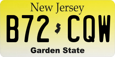 NJ license plate B72CQW