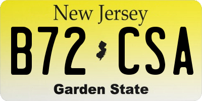 NJ license plate B72CSA