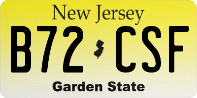 NJ license plate B72CSF