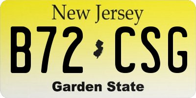 NJ license plate B72CSG
