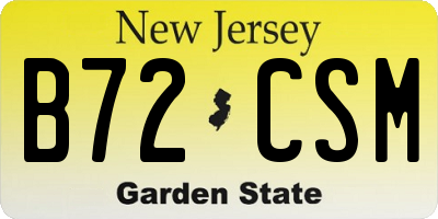 NJ license plate B72CSM