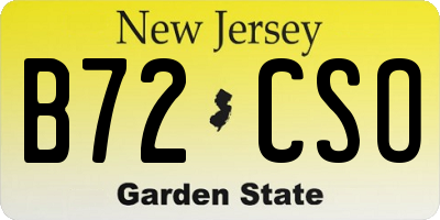 NJ license plate B72CSO