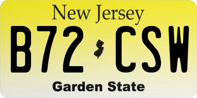 NJ license plate B72CSW