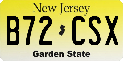 NJ license plate B72CSX