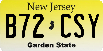 NJ license plate B72CSY
