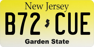 NJ license plate B72CUE