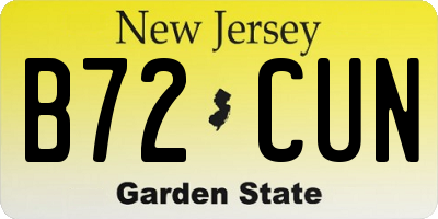 NJ license plate B72CUN