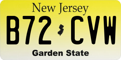 NJ license plate B72CVW