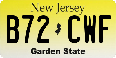 NJ license plate B72CWF