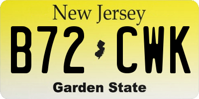 NJ license plate B72CWK