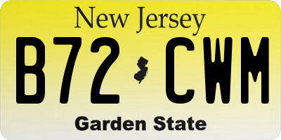 NJ license plate B72CWM