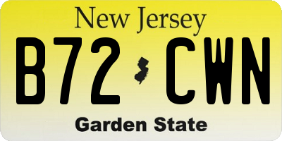 NJ license plate B72CWN