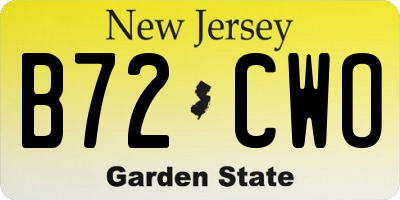 NJ license plate B72CWO