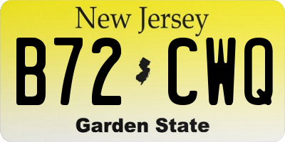 NJ license plate B72CWQ