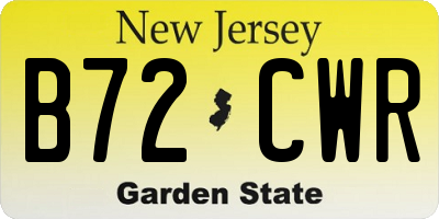NJ license plate B72CWR