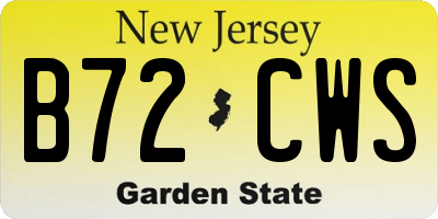 NJ license plate B72CWS