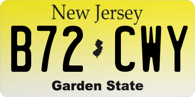 NJ license plate B72CWY
