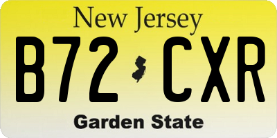 NJ license plate B72CXR