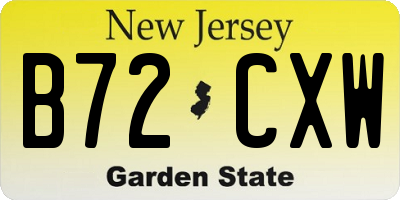 NJ license plate B72CXW