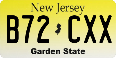 NJ license plate B72CXX