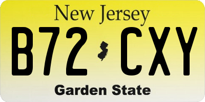 NJ license plate B72CXY
