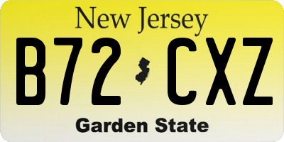 NJ license plate B72CXZ