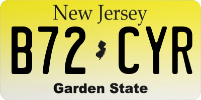 NJ license plate B72CYR