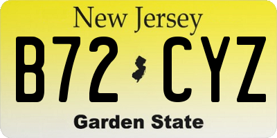NJ license plate B72CYZ
