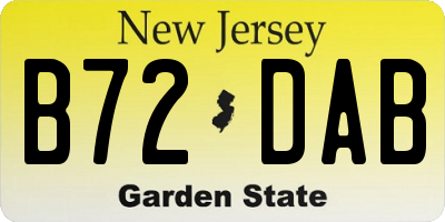 NJ license plate B72DAB