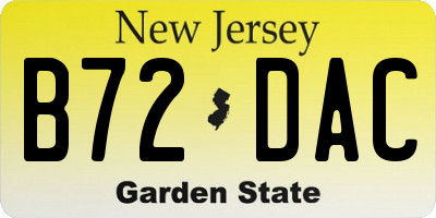 NJ license plate B72DAC