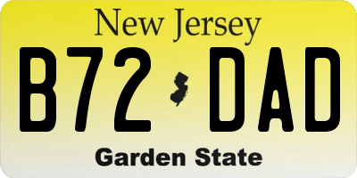 NJ license plate B72DAD