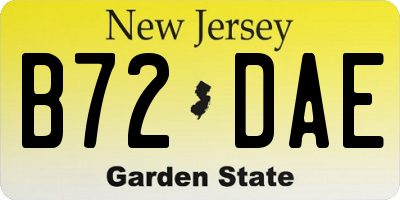 NJ license plate B72DAE