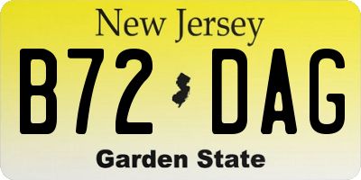 NJ license plate B72DAG