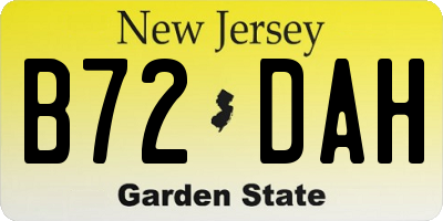 NJ license plate B72DAH