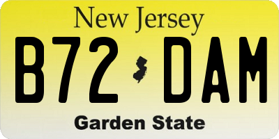 NJ license plate B72DAM