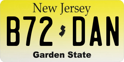 NJ license plate B72DAN