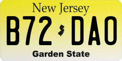 NJ license plate B72DAO