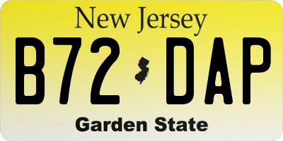 NJ license plate B72DAP