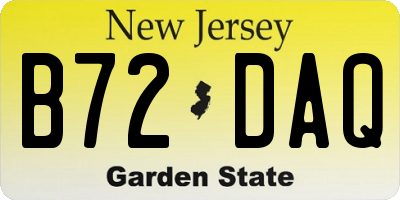 NJ license plate B72DAQ